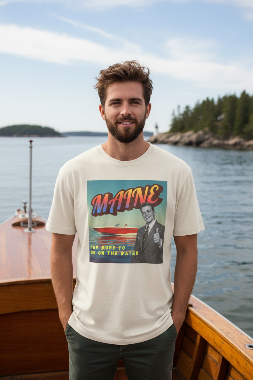 "Pay More to Be on the Water" - Maine Retro Tee